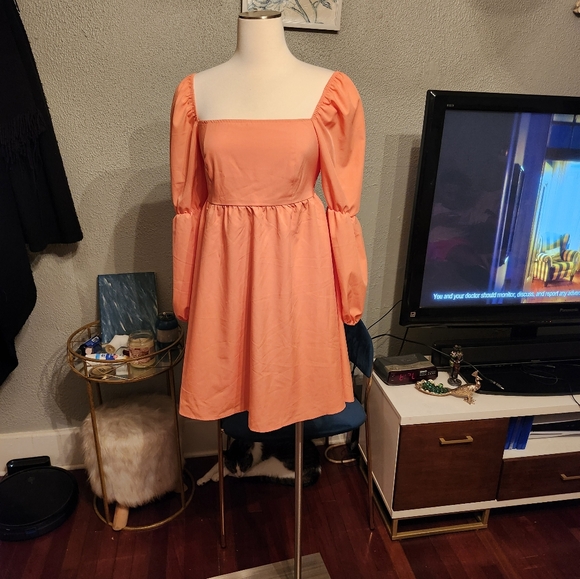 Exlura NWT Boho Peasant Dress Coral Like Color Sz. Small - Picture 2 of 15